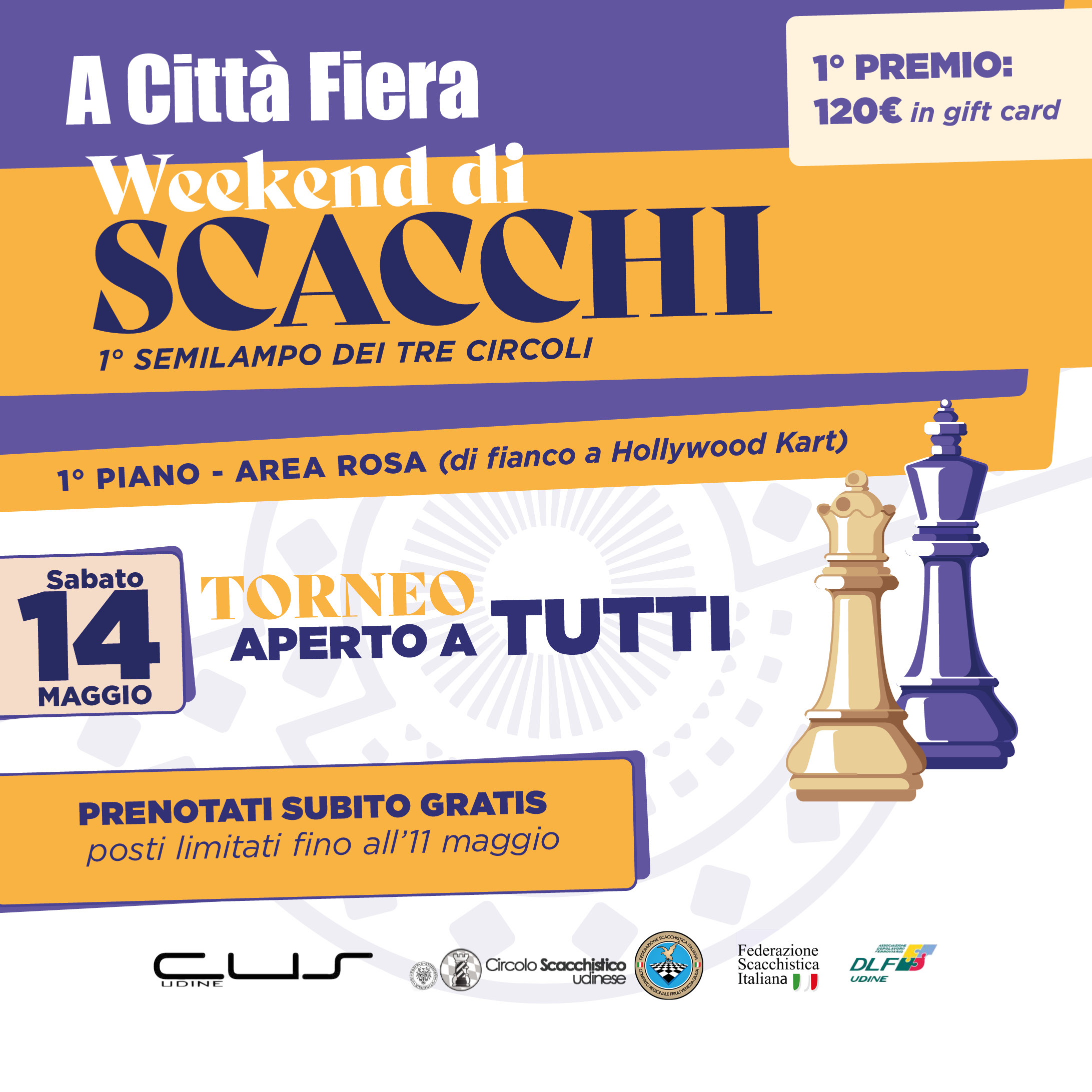 Sabato 14 maggio: torneo di scacchi aperto a tutti