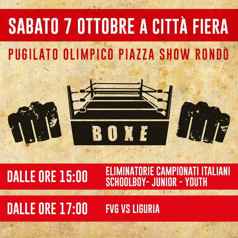 Sabato 7 ottobre la Boxe protagonista a Città Fiera