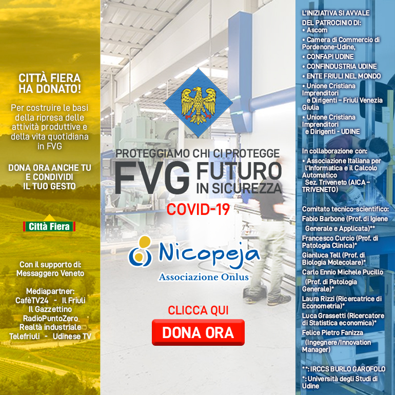 Città Fiera sostiene l'iniziativa “Emergenza Covid19 – FVG FUTURO IN SICUREZZA”