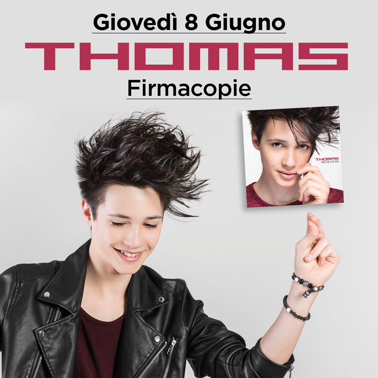 Giovedì 8 Giugno firmacopie di Thomas a Città Fiera