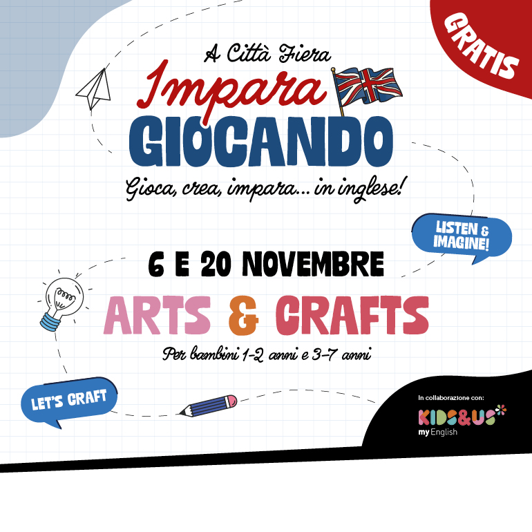 Laboratori creativi e storytime in inglese con Kids&Us Udine a Città Fiera!