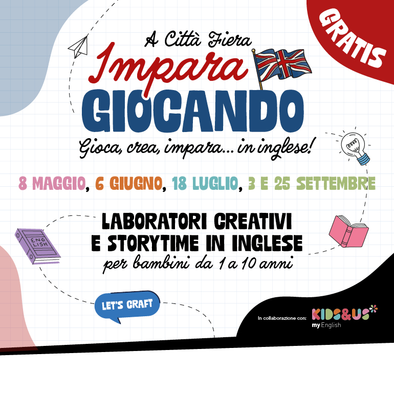 Laboratori creativi e storytime in inglese con Kids&Us Udine a Città Fiera!