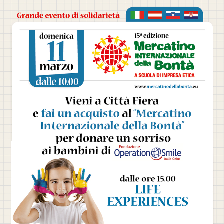 Mercatino Internazionale della Bontà: Città Fiera sostiene Operation Smile Italia onlus