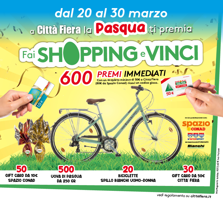 Fai shopping e vinci! A Città Fiera la Pasqua ti premia