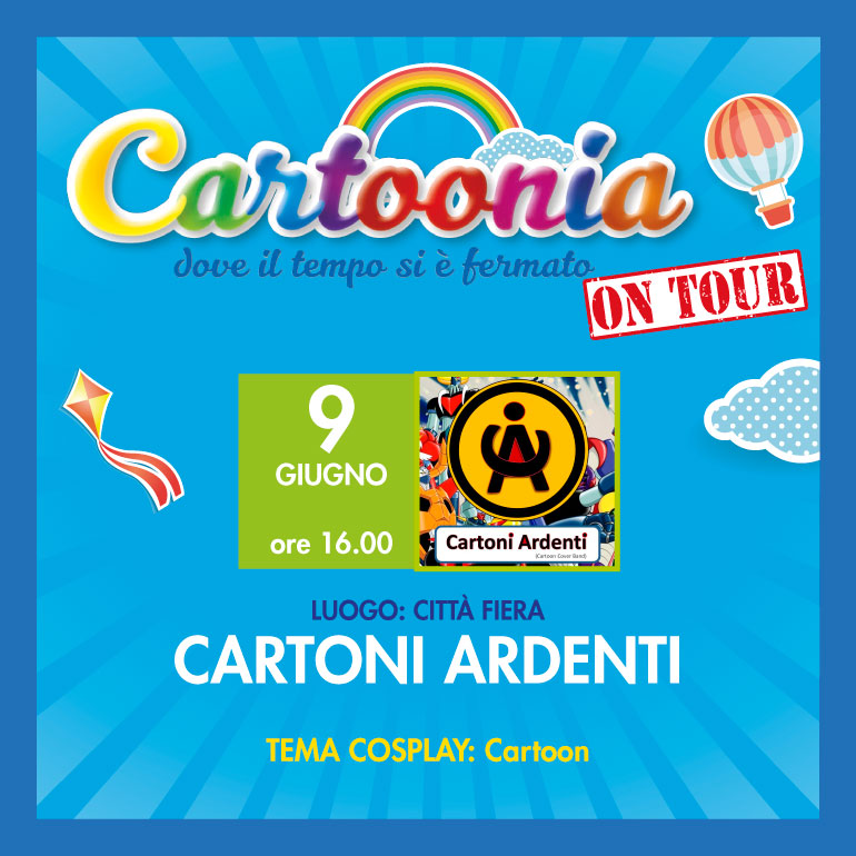 Venerdì 9 Giugno a Città Fiera concerto gratuito dei “Cartoni Ardenti”