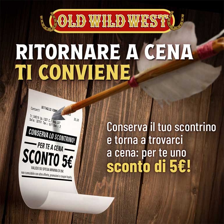 Buono sconto di 5€, su una spesa minima di 35€ da Old Wild West
